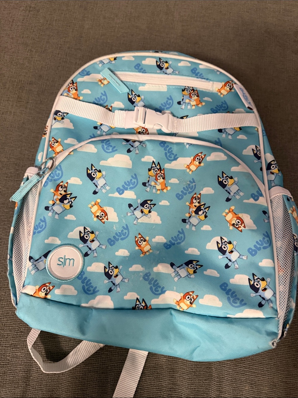 Kids Light Blue Cartoon Character Backpack with Chest Strap